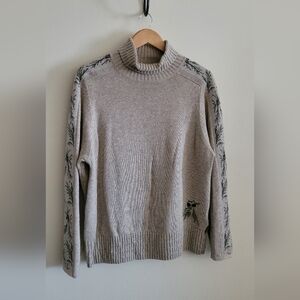 Vintage Woolrich Wool Blend Pine Bough Turtleneck Sweater, Women's XL, Oatmeal